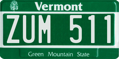 VT license plate ZUM511