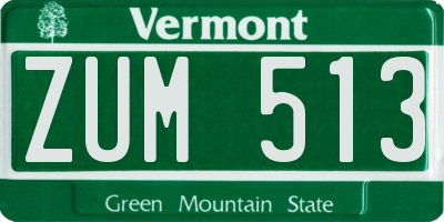 VT license plate ZUM513