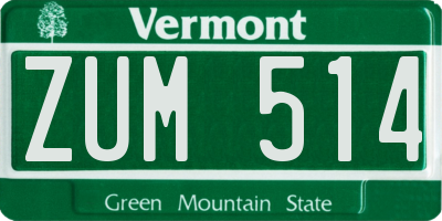VT license plate ZUM514