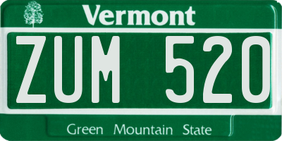 VT license plate ZUM520