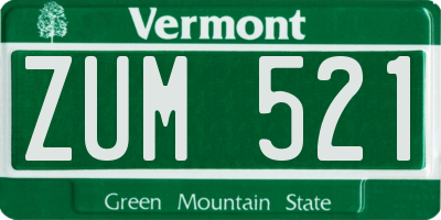 VT license plate ZUM521