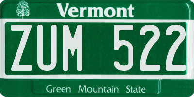 VT license plate ZUM522