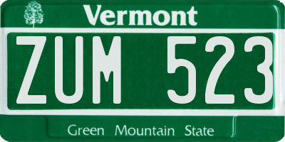 VT license plate ZUM523