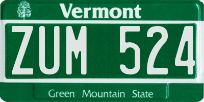 VT license plate ZUM524
