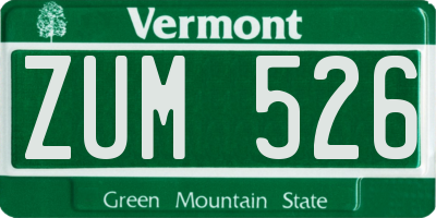 VT license plate ZUM526