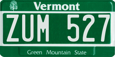 VT license plate ZUM527