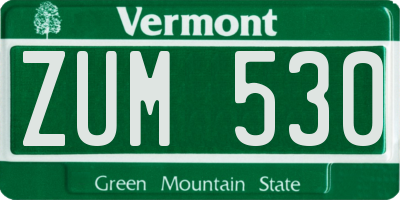 VT license plate ZUM530