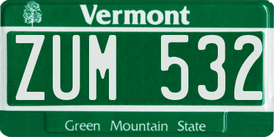 VT license plate ZUM532
