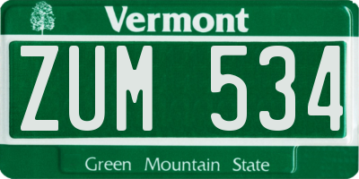 VT license plate ZUM534