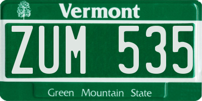 VT license plate ZUM535