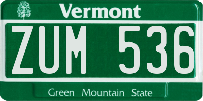 VT license plate ZUM536