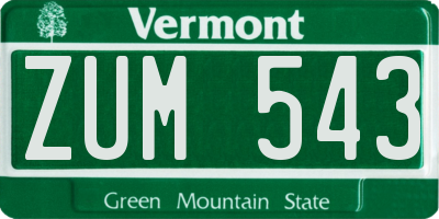 VT license plate ZUM543