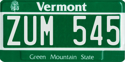 VT license plate ZUM545