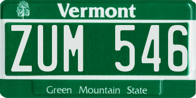 VT license plate ZUM546