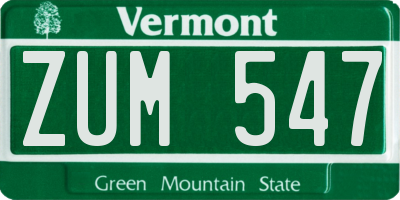 VT license plate ZUM547