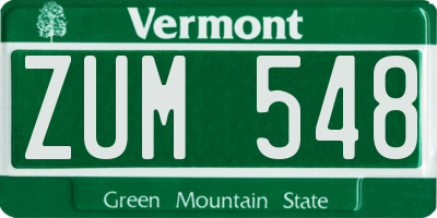 VT license plate ZUM548