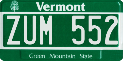 VT license plate ZUM552