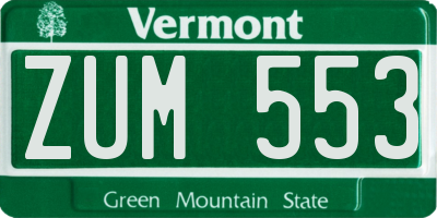 VT license plate ZUM553