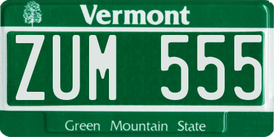 VT license plate ZUM555