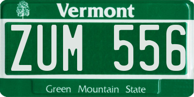 VT license plate ZUM556