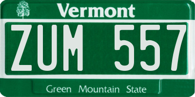 VT license plate ZUM557