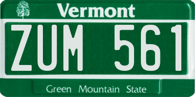 VT license plate ZUM561