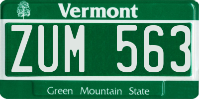 VT license plate ZUM563