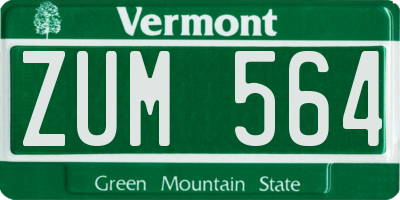VT license plate ZUM564