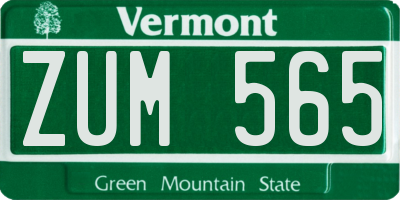 VT license plate ZUM565