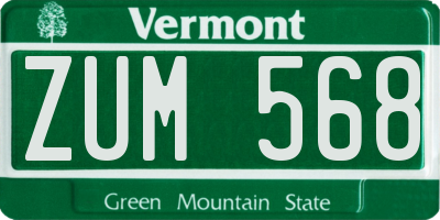 VT license plate ZUM568