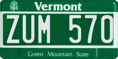 VT license plate ZUM570