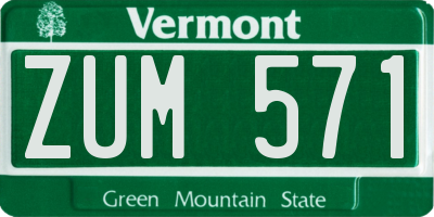 VT license plate ZUM571