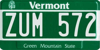 VT license plate ZUM572