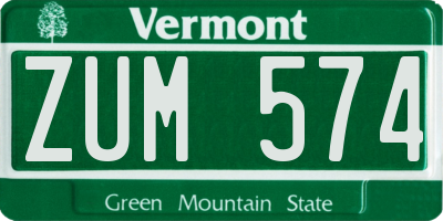 VT license plate ZUM574