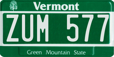 VT license plate ZUM577