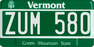 VT license plate ZUM580