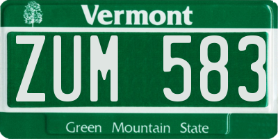 VT license plate ZUM583
