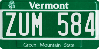 VT license plate ZUM584
