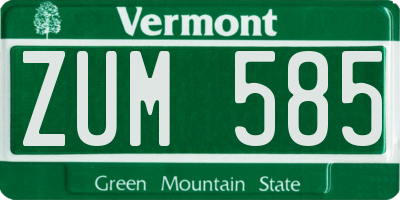 VT license plate ZUM585