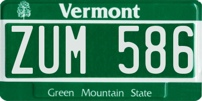 VT license plate ZUM586