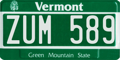 VT license plate ZUM589