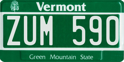 VT license plate ZUM590