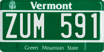 VT license plate ZUM591