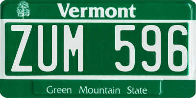VT license plate ZUM596