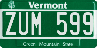 VT license plate ZUM599