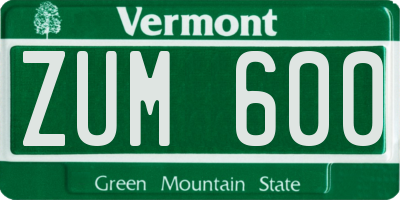 VT license plate ZUM600