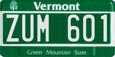 VT license plate ZUM601