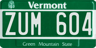 VT license plate ZUM604