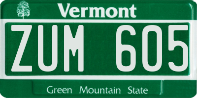 VT license plate ZUM605