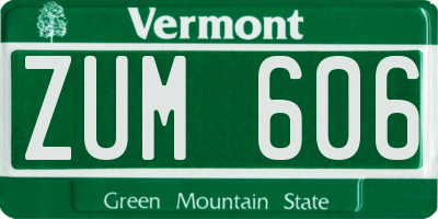 VT license plate ZUM606